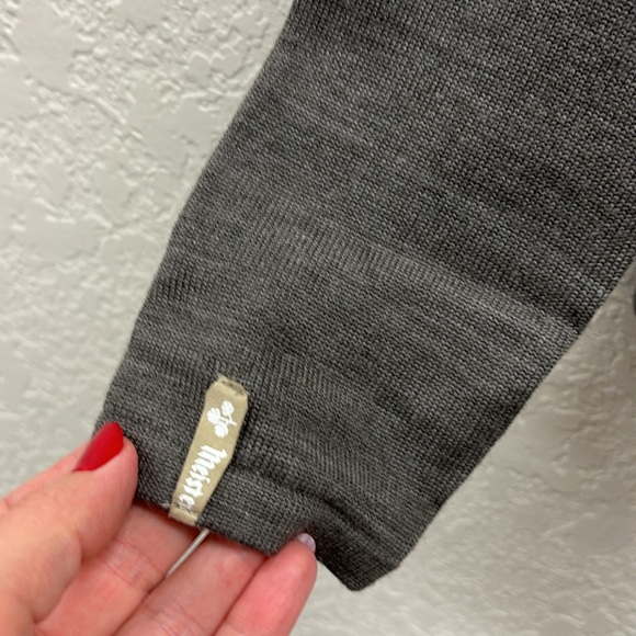 Meister 1/4 Zip Merino Wool Blend Sweater Size Medium Gray Ski Winter Warm - Picture 2 of 6